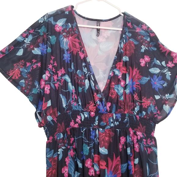 TORRID Women's Multicolor Floral Smock Waist Swim Coverup Dress Size Plus 3/3X. - Picture 4 of 10